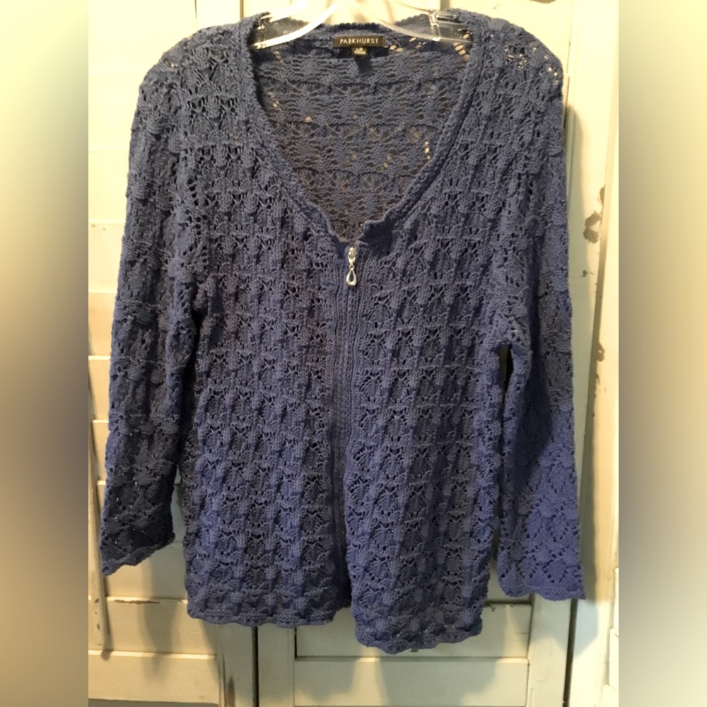 Open crochet cardigan sweater by Parkhurst